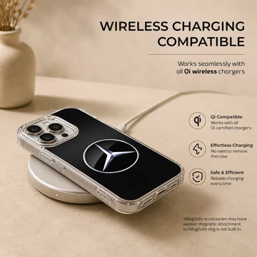German Car Merc emblem on black phone case — Charging