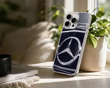 German car Merc design on phone case featuring iconic grille and emblem. — Lifestyle