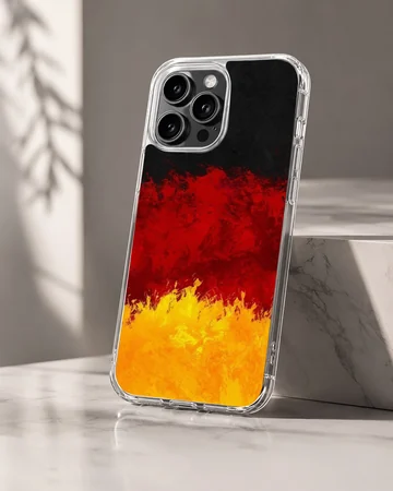 Germany flag phone case with abstract red, yellow, and black design — Hero