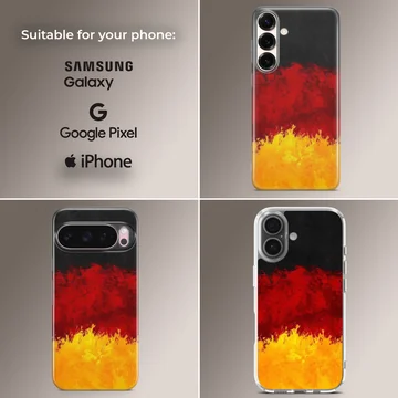 Germany flag phone case with abstract red, yellow, and black design — Collage