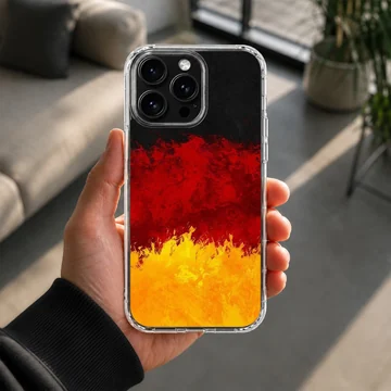 Germany flag phone case with abstract red, yellow, and black design — Lifestyle