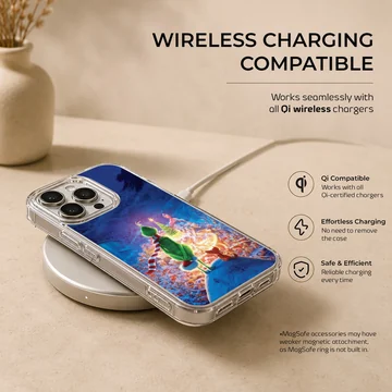 Grinch overlooking a whimsical town scene phone case — Charging