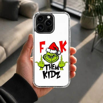 Grinch character with bold typography phone case — Lifestyle