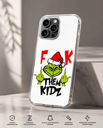 Grinch character with bold typography phone case — Specs