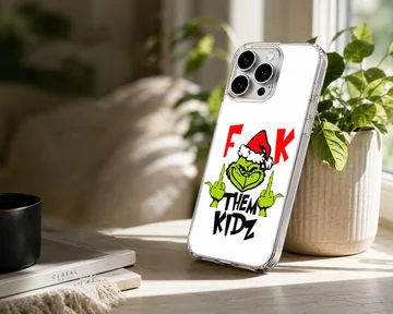 Grinch character with bold typography phone case — Lifestyle