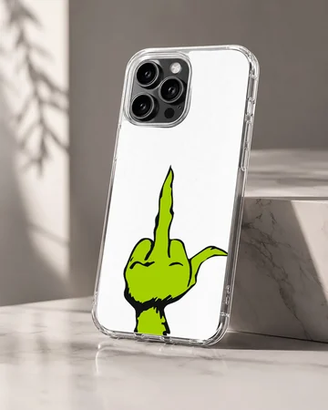 Grinch middle finger illustration on phone case — Hero