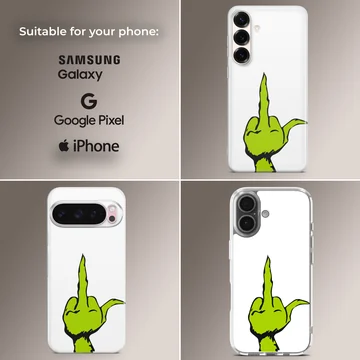 Grinch middle finger illustration on phone case — Collage