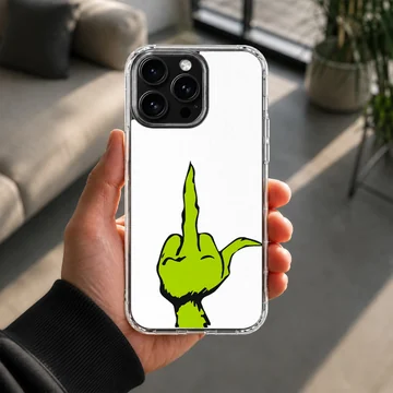 Grinch middle finger illustration on phone case — Lifestyle