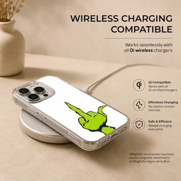 Grinch middle finger illustration on phone case — Charging