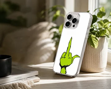 Grinch middle finger illustration on phone case — Lifestyle