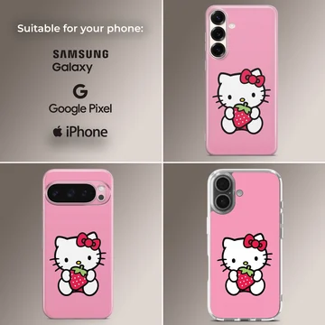 Hello Kitty holding a strawberry on phone case — Collage