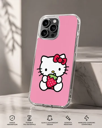 Hello Kitty holding a strawberry on phone case — Specs