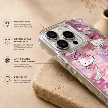 Hello Kitty playful collage design on phone case — Info
