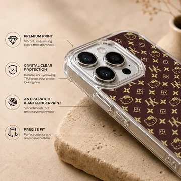Phone case featuring Hello Kitty pattern in repeating design — Info