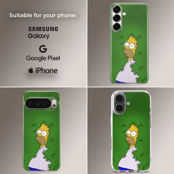 Homer Simpson cartoon image on phone case showcasing nostalgic fun. — Collage