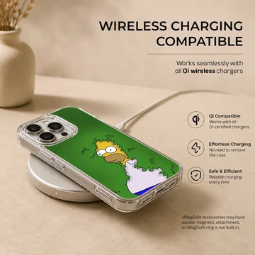 Homer Simpson cartoon image on phone case showcasing nostalgic fun. — Charging
