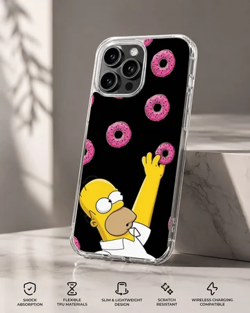 Homer Simpson reaching for donuts design phone case — Specs