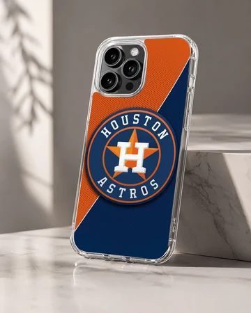 Houston Astros logo on bold blue and orange phone case — Hero