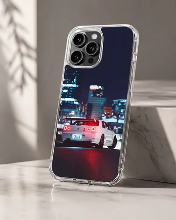 JDM sports car in night city setting on phone case — Hero