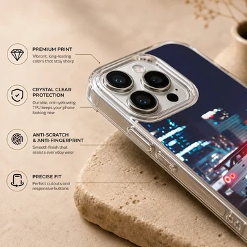 JDM sports car in night city setting on phone case — Info