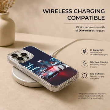 JDM sports car in night city setting on phone case — Charging