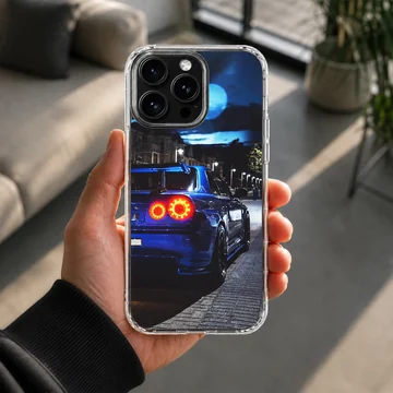 JDM car scene with dynamic street design on phone case — Lifestyle
