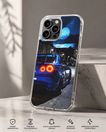 JDM car scene with dynamic street design on phone case — Specs
