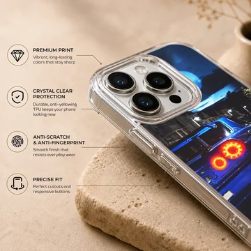 JDM car scene with dynamic street design on phone case — Info
