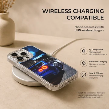 JDM car scene with dynamic street design on phone case — Charging