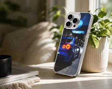 JDM car scene with dynamic street design on phone case — Lifestyle