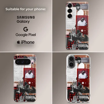 Kendrick Lamar artwork with bold typography on phone case — Collage