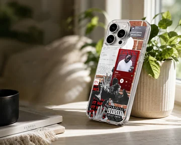 Kendrick Lamar artwork with bold typography on phone case — Lifestyle