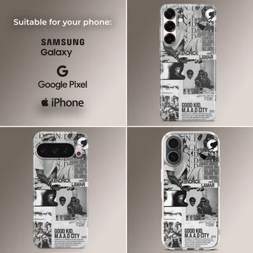 Kendrick Lamar collage with bold typography on phone case — Collage