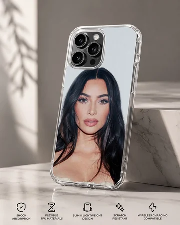 Kim Kardashian phone case with celebrity-inspired design. — Specs