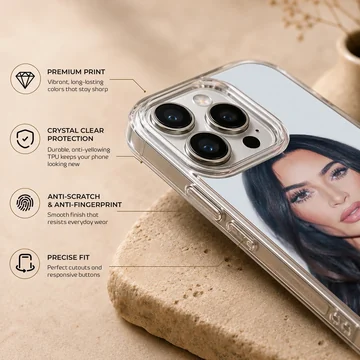 Kim Kardashian phone case with celebrity-inspired design. — Info