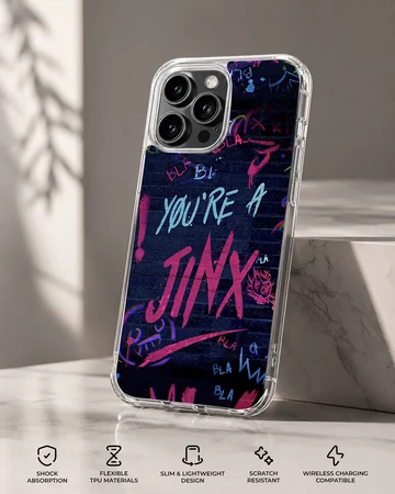 League Of Legends Jinx graffiti-style phone case design. — Specs