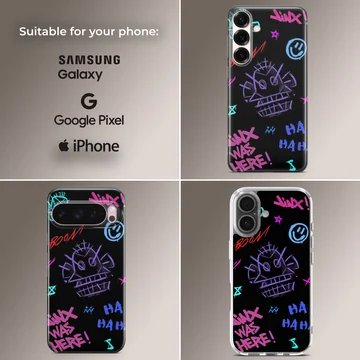 A phone case featuring League of Legends graffiti art and character motifs. — Collage