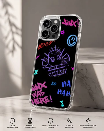 A phone case featuring League of Legends graffiti art and character motifs. — Specs