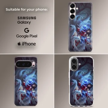 Digitally illustrated League of Legends hero on phone case — Collage