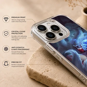 Digitally illustrated League of Legends hero on phone case — Info