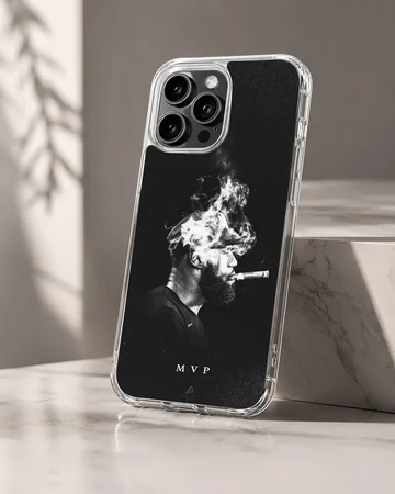 Lebron James portrait with MVP text on phone case — Hero