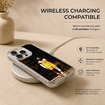 Lebron James poised in basketball attire phone case — Charging