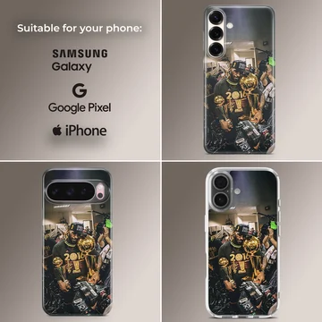 Lebron James holding trophy in a dynamic moment phone case — Collage