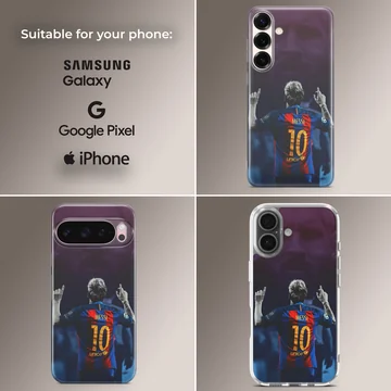 Photographic image of Lionel Messi celebrating on phone case — Collage