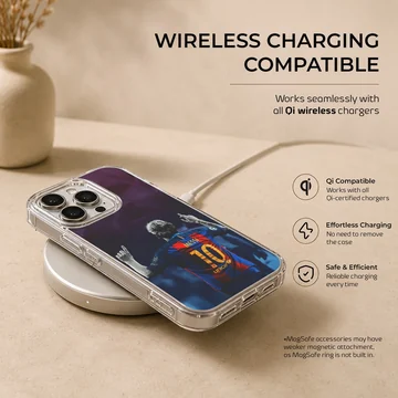 Photographic image of Lionel Messi celebrating on phone case — Charging