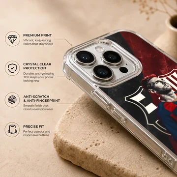 Illustrated Lionel Messi with vibrant colors on phone case — Info
