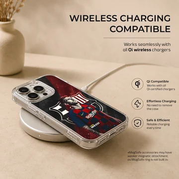 Illustrated Lionel Messi with vibrant colors on phone case — Charging
