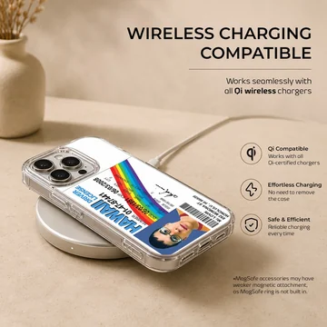 Bold McLovin ID design on a phone case featuring colorful typography. — Charging
