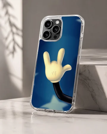 Mickey-themed phone case with iconic hand gesture — Hero
