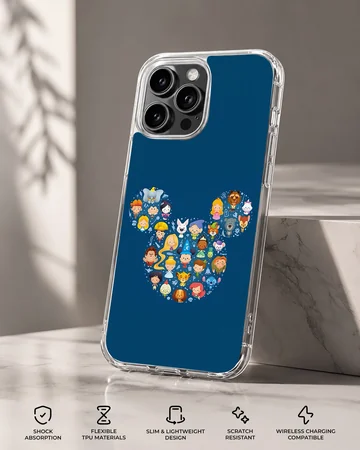 Collage of Mickey and classic cartoon characters on phone case — Specs